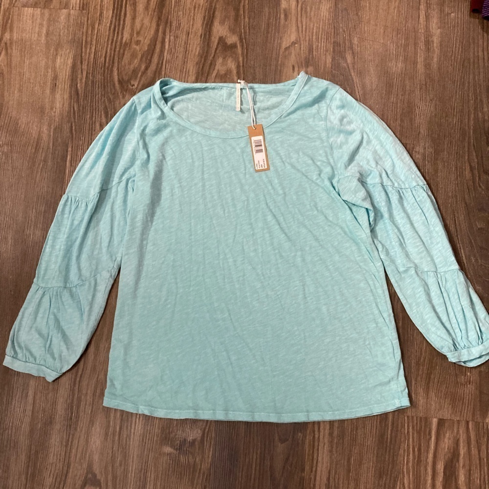 NWT Hello Nite Women’s‎ Small Long Sleeve Aqua Sleep Shirt
